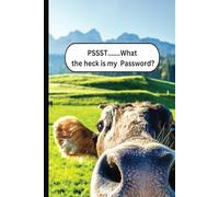 Pssst What the Heck is My Password Notebook, Cute Cow Password Log Book and Organizer, 6 x9 inches, 110 templated pages
