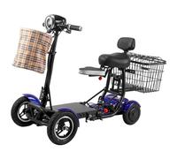psuecxks 4 Wheeled Electric Mobility Scooters, Folding Mobility Scooters, Front and Rear Double Baskets, Double Disc Brakes for Adults Elderly Disabled Outdoor Travel,Blue-15.6Ah/40km (blue 15.6Ah)