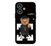 PSUJAO Cool Case Compatible with iPhone 16,Designer for Boys Funny Aesthetic Soft Silicone Gel Rubber Shockproof Cover Full Body Drop Protection Black