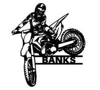 PSUNEY Custom Dirt Bike Metal Wall Art with LED Light Motocross Wall Hanging Night Light Personalized Motocross Name Sign Lamp Home Decor Decoration for Motorcycle Gift for Motorcycle Biker Lover