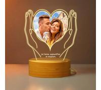 PSUNEY Personalised Acrylic Plaque & Night Lights - Custom Couples Gifts with Photos for Him & Her - Anniversary & Birthday