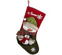 PSUNEY Personalised Christmas Stocking Custom Embroidered Name Large Xmas Stockings for Tree Decoration Customised Sock Gift Bag for Family Holiday Party Fireplace Pendant Snowman Santa Deer 3D Plush