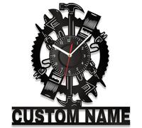 PSUNEY Personalised Metal Auto Repair Mechanic Tools Wall Clock with LED Light Custom Name Car Repair Tools Metal Wall Clock Neon Sign Garage Wall Sign Decor Workshop Man Cave Gift for Dad Man