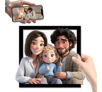 PSUNEY Personalized Cartoon Style 3D Photo Wooden Photo Frame Sign Custom Cartoon Portrait Gift Caricature Picture Frame Gifts for Wedding Family Anniversary Christmas Couple Birthday Wall Art Decor