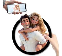 PSUNEY Personalized Cartoon Style 3D Photo Wooden Photo Frame Sign Custom Cartoon Portrait Gift Caricature Picture Frame Gifts for Wedding Family Anniversary Christmas Couple Birthday Wall Art Decor