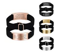 PSUNEY Personalized Medical ID Bracelet with Text, Customized Medical Alert Bracelets with Adjustable Strap Bracelet for Men Women for Autism Allergies Diabetes Epilepsy