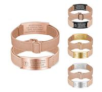 PSUNEY Personalized Medical ID Bracelet with Text, Customized Medical Alert Bracelets with Adjustable Strap Bracelet for Men Women for Autism Allergies Diabetes Epilepsy