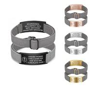 PSUNEY Personalized Medical ID Bracelet with Text, Customized Medical Alert Bracelets with Adjustable Strap Bracelet for Men Women for Autism Allergies Diabetes Epilepsy