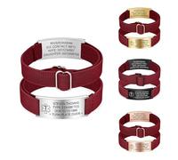PSUNEY Personalized Medical ID Bracelet with Text, Customized Medical Alert Bracelets with Adjustable Strap Bracelet for Men Women for Autism Allergies Diabetes Epilepsy