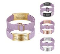 PSUNEY Personalized Medical ID Bracelet with Text, Customized Medical Alert Bracelets with Adjustable Strap Bracelet for Men Women for Autism Allergies Diabetes Epilepsy