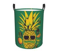 Psych Pineapple Quote Circular Hamper – Stylish Water-Resistant Storage Basket With Full-Print Design, Durable Oxford Cloth Laundry Basket For Home, Bathroom, Kitchen & Kids Room