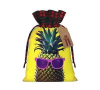 Psych Pineapple Quote Print Festive Christmas Drawstring Gift Bags For Xmas Decorative Present Wrapping Needs