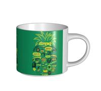 Psych Pineapple Quote Printing Large-Capacity Ceramic Mugs, Perfect for Coffee Shops,Stylish Design with Comfortable C-Handle
