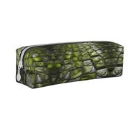Psych Pineapple Quotes Leather Zippered Pencil Case,Three-Dimensional Pen Bag With Large Capacity,Durable Convenient Portable, Moss Stone Pavement, One Size