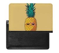 Psych Pineapple Quotes Passport Holder with 3 Card Slots, Portable PU Leather Travel Wallet, Slim Protective Cover for Passport, ID, Credit Cards