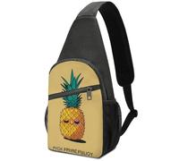 Psych Pineapple Quotes Sling Bag for Men Women, Hands-Free Crossbody Bag, Casual Chest Bag for Running, Hiking, Travel