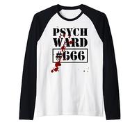 Psych Ward T-Shirt Inmate Funny Escaped Jail Blood Splatter Raglan Baseball Tee