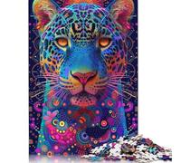 Psychadelic Jaguar Puzzles 500 Piece Jigsaw Puzzle for Adults Impossible Jigsaw Puzzles Wood Toys Jigsaw Challenging Game 500pcs (52x38cm)