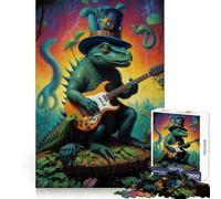 Psychedeli Dinosaur Music Jigsaw Puzzles 1000 Pieces for Adults Memory Boost Warm Time Image Assembly Fine Art Piece (38x52cm)