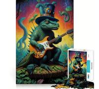 Psychedeli Dinosaur Music Jigsaw Puzzles 1000 Pieces for Adults Reason Skill Toy Calm Relax Exact Cut Heartfelt Gift (50x75cm)