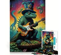 Psychedeli Dinosaur Music Puzzles for Teenagers 1000 Pieces Think Smart Toy Soothing Play Smooth Cut Amazing Present (38x26cm)