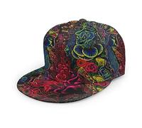 通用 Psychedelic African Women Parrot Abstract Art Snapback Adjustable Flat Bill Baseball Cap Cotton Visor Hat Plain Sun Caps for Outdoor Sports Men Women Black