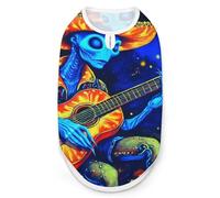 Psychedelic Alien Playing Guitar In Moon Dog Clothes Fashionable Sleeveless Pet Vest Puppy Breathable Shirts for Small Medium Dogs Cat 2XL
