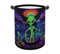 Psychedelic Aliens Funny Laundry Baskets Collapsible Waterproof Clothes Hamper Storage Bins with Handles 13.8"x13.8"x17.3" 17.3"x17.3"x17.3"