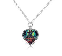 Psychedelic Aliens Playing Guitar Cute Pet Urn Necklace Cremation Jewelry for Ashes Heart-shaped Pendants for Dog Cat Lover