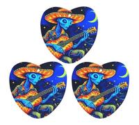 Psychedelic Aliens Playing Guitar In Moon Hanging Car Air Fresheners 3Pcs Aromatherapy Tablets Automotive Fragrance Scented Card Decor Love form