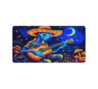 Psychedelic Aliens Playing Guitar In Moon Non-Slip Mouse Pads Square Desk Mat Rubber Gaming Mousepad 30x60cm
