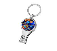 Psychedelic Aliens Playing Guitar in Moon Personalized Nail Clippers for Fingernails Metal Fingernail Cutter Gift for Adults