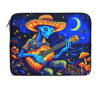 Psychedelic Aliens Playing Guitar In Moon Shockproof Laptop Sleeve Case Protective Briefcase Carrying Computer Bag Portable Laptops Cover 15inch
