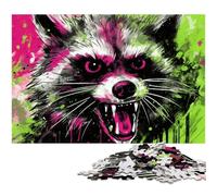Psychedelic Animal Raccoon 1000-Piece Jigsaw Puzzle Wooden Jigsaw Puzzles for Adults for Teenagers & Teens, Ideal Birthday 50x75CM/19.68x29.52inch
