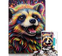 Psychedelic Animal Raccoon 1000 Piece Jigsaw Puzzles for Teenagers Gifts,Help The Brain Exercise Addictive Toys to Cultivate Patience Great Gift (50x75cm)