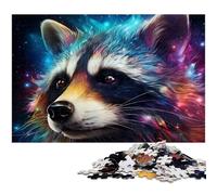 Psychedelic Animal Raccoon 1000 Pieces Puzzles for Adults cardboard Jigsaw Puzzles for Home Decor, Brain Training 26X38CM/10.23x14.96inch