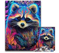Psychedelic Animal Raccoon 1000 Pieces Puzzles for Adults Difficult Puzzles for Adults Home Activity for Holidays, Birthdays, And Family Game Nights 26X38CM/10.23x14.96inch