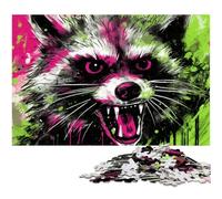 Psychedelic Animal Raccoon 1000Pc Adults Jigsaw Puzzle Jigsaw Puzzles Relaxing Entertainment, Home Decor 26X38CM/10.23x14.96inch