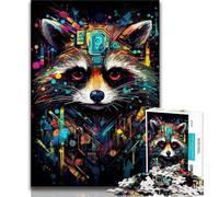 Psychedelic Animal Raccoon Jigsaw Puzzles for Adults 1000 Piece,Challenging Game Gifts for Is Ideal As A Gift for The Whole Family (50x75cm)