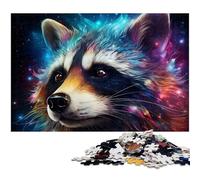 Psychedelic Animal Raccoon Jigsaw Puzzles for Adults, 1000 Piece Wooden Jigsaw Puzzles for Adults Challenging Brain Teaser for Teenagers, Family Game Night Fun 50x75CM/19.68x29.52inch