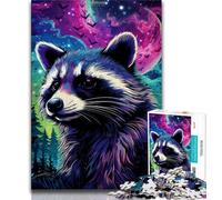 Psychedelic Animal Raccoon Jigsaw Puzzles for Adults 2000 Piece,Challenging Game Toys Every Piece Is Unique - Challenging Family Fun Game 70x100cm
