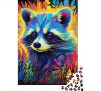 Psychedelic Animal Raccoon Puzzle for Adults And Teenagers 1000 Pieces Wooden Puzzles for Teenagers Gifts Brain Teaser Game 1000pcs (38x26cm)