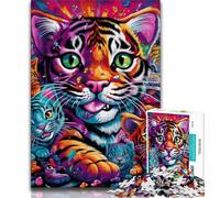Psychedelic Animal Tiger 1000 Piece Jigsaw Puzzle for Adults And Teenagers,for Educational Game Challenge Toy Unique Home Decor And Gifts 50x75cm