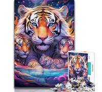 Psychedelic Animal Tiger 1000 Piece Jigsaw Puzzle for Adults Teens,Challenging To Complete But Fun And Humorous Unique Home Decor And Gifts 38x26cm