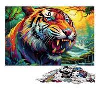 Psychedelic Animal Tiger 1000-Piece Jigsaw Puzzle Impossible Jigsaw Puzzles for Adults for Birthdays And Holidays 26X38CM/10.23x14.96inch
