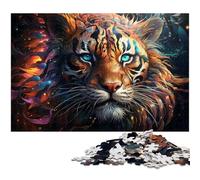 Psychedelic Animal Tiger 1000 Piece Jigsaw Puzzle Impossible Jigsaw Puzzles for Adults Ideal for Teenagers & Collectors, Travel Gift, Family Activity 26X38CM/10.23x14.96inch
