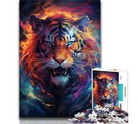 Psychedelic Animal Tiger 1000 Piece Jigsaw Puzzles,Challenging Game And Family Play Wall Decoration Unique Birthday And Xmas Gifts (38x26cm)