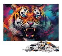 Psychedelic Animal Tiger 1000 Piece Jigsaw Puzzles for Adults cardboard Jigsaw Relaxing Entertainment, Home Decor 26X38CM/10.23x14.96inch