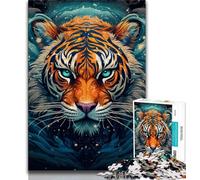 Psychedelic Animal Tiger 1000 Pieces Jigsaw Puzzle For Adults Teens,Pattern Assembly Fun at Home Activities,Birthday Present,Travel Gifts 38x26cm