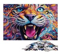 Psychedelic Animal Tiger Adult Jigsaw Puzzles 1000 Pieces cardboard Puzzles Brain Teaser Game for Teenagers, Perfect 26X38CM/10.23x14.96inch